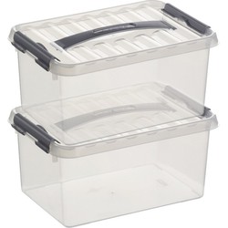 2x Kunststof stapelbare opbergbak 6 liter 30 cm - Opbergbox