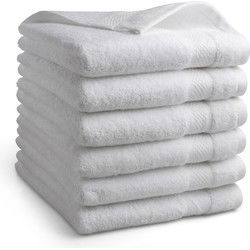 DoubleDry Hotel Handdoeken 50 x 100 cm – Set van 6 – 100% Katoen 500 g/m2 – Zacht & Absorberend - Wit