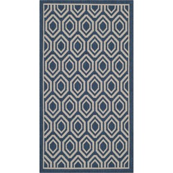 Safavieh Eigentijds Geweven Binnen/Outdoor Vloerkleed, Courtyard Collectie, CY6902, in Navy & Beige, 201 X 290 cm