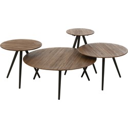 J-line - Set Van 4 Bijzettafel Rond Gerecycleerd Teak Naturel - 30x30x45cm