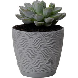 Form Plastic Plantenpot/bloempot New Age - kunststof - platina grijs - D17 x H15 cm - Plantenpotten