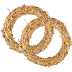 Rayher Decoratie krans van stro - 2x - 40 x 6,5 cm - DIY kransen maken - Kerstkransen