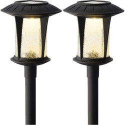 Set van 10x stuks solar tuinlampen/prikspots zwart op zonne-energie 32 cm - Prikspotjes