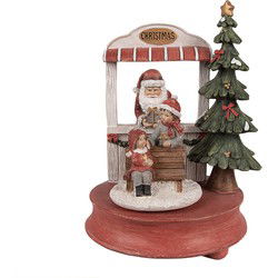 Clayre & Eef Muziekdoos Kerstman Rood Polyresin