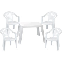 Kunststof kindertuinset tafel met 4 stoelen wit - Kinderstoelen