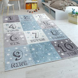 Kindervloerkleed - Aleris - Blauw - 80x150 cm