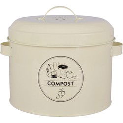 Compostbak/composter creme wit met venster 632 ml - Compostbakken - Voorraadblikken
