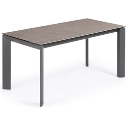 Kave Home - Axis uitschuifbare keramische tafel met antraciet stalen poten 160 (220) cm