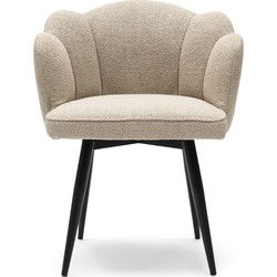 Riviera Maison Dauphine Swivel Dining Armchair, peluche bouclé, natural grey