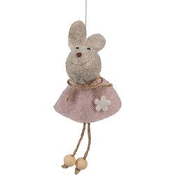 Clayre & Eef Paashanger Konijn 13 cm Roze Stof Decoratie Hanger