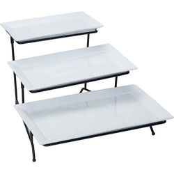 Buffet etagere met 3 borden - wit - porselein - 42 x 35 x 25 cm - Etageres