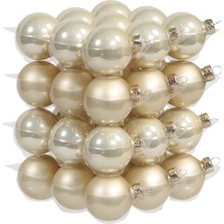 36x Champagne glazen kerstballen 4 cm mat/glans - Kerstbal