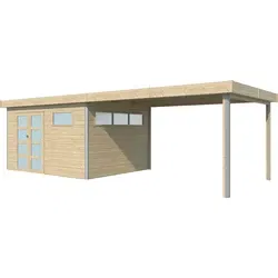 Woodlands blokhut Kasuko, met overkapping en dakisolatie, 785 x 295 cm