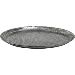 PTMD Merina Ronde Schaal Zebra - H2 x Ø40 cm - Ijzer - Zilver
