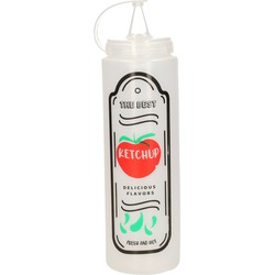 Concorde Saus doseerfles/knijpfles Ketchup - met tuit - 400 ml/40 cl/0,4 liter - kunststof - Maatbekers