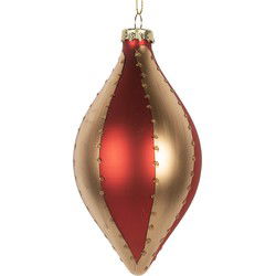 Clayre & Eef Kerstbal Ø 8x15 cm Goudkleurig Rood Glas