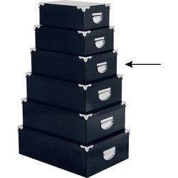 5Five Opbergdoos/box - donkerblauw - L36xB24xH12 cm - Karton - Opbergbox