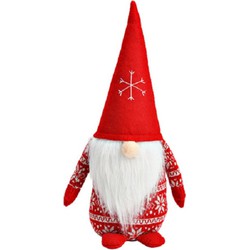G. Wurm Pluche gnome/dwerg - kerstman pop/knuffel - rood - 16 x 20 x 40 cm - Kerstman pop