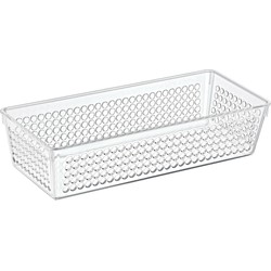 Organizer/opbergmandje - kunststof - transparant - 1.9L - 26 x 11 x 6 cm - Opbergmanden