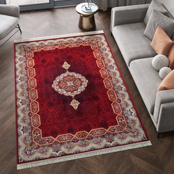 Isfahan Oosters Vloerkleed - Laagpolig - Klassiek Vintage Tapijt - Rood / Multi- 200x300 CM