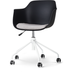 Nout-Liz bureaustoel zwart met beige zitkussen - wit onderstel