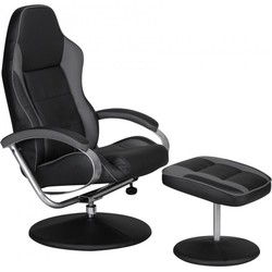 Pippa Design draaibare fauteuil met kruk - zwart grijs