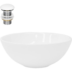 Wastafel incl. afvoergarnituur wit zonder overloop Ø 28x11,6 cm wit keramiek ML design