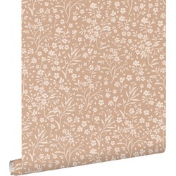 ESTAhome behang bloemetjes terracotta roze - 50 x 900 cm - 139881