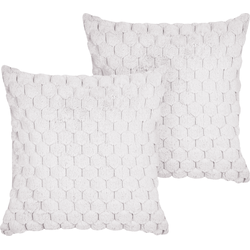 PURSLANE - Set van 2 kussens - Gebroken wit - 43 x 43 cm - Nepbont
