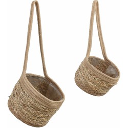 Mica Decorations Plantenpot - 2x - hangend - H15 x D20 - H20 x D25 cm - Plantenpotten