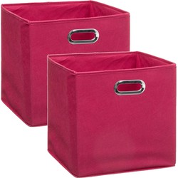 Set van 4x stuks opbergmand/kastmand 29 liter framboos roze linnen 31 x 31 x 31 cm - Opbergmanden