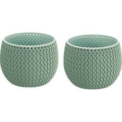 2x Stuks ronde mintgroene kunststof Splofy bloempotten/plantenpotten 1,4 liter - Plantenpotten