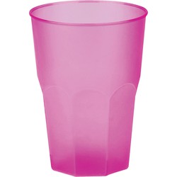 Santex drinkglazen frosted - fuchsia rozeA - 6xA - 420 ml - onbreekbaar kunststof - Cocktailglazen - Drinkglazen