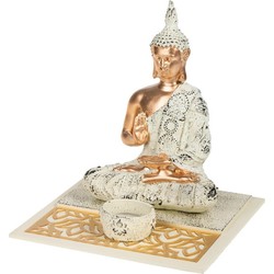 Boeddha beeld met waxinelichthouder voor binnen 19 cm - Beeldjes