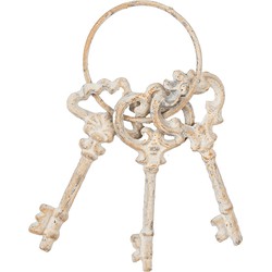 Clayre & Eef Decoratie Sleutelbos 9x1x19 cm Beige Metaal