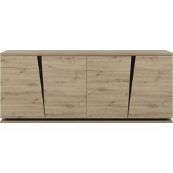 Buffet 4 Deuren Eiken en Zwart Decor L221 cm - Crack