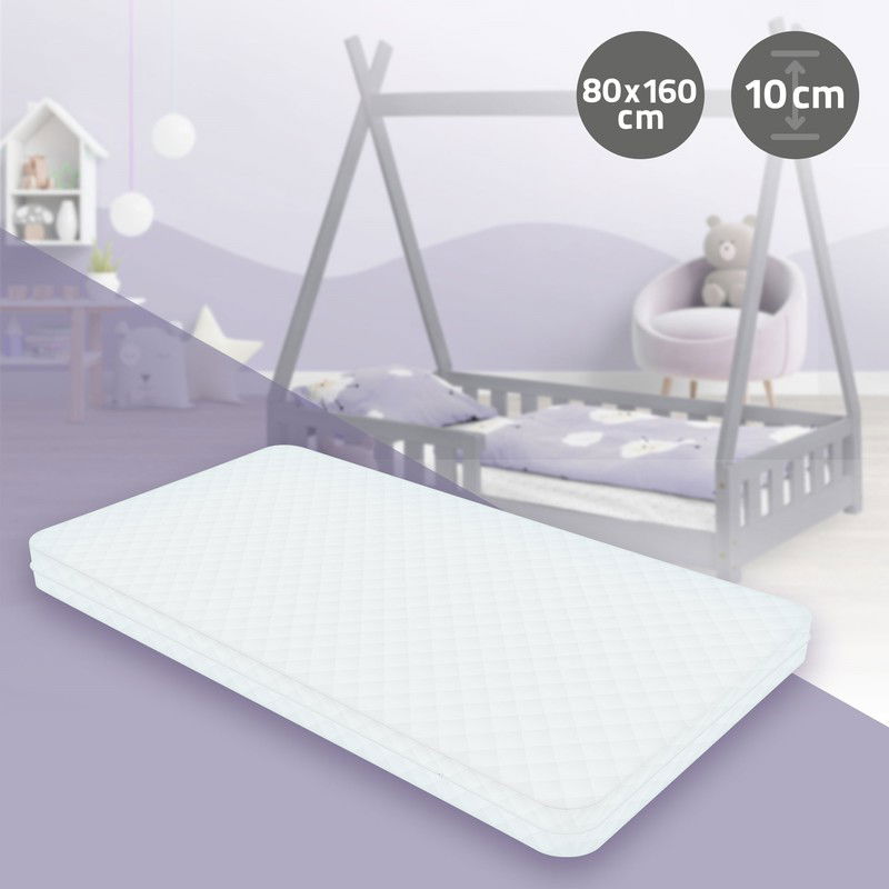 Kindermatras 80x160x11 cm van polyester Oeko-Tex 100 ML-Design - 