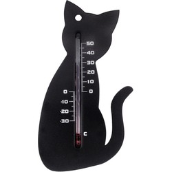 2 stuks - Muurthermometer kunststof zwart kat 15x9,5x0,3 cm