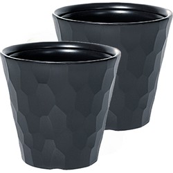 Set van 2x stuks kunststof Rocka bloempot/plantenpot antraciet 30 x 28 cm - Plantenpotten