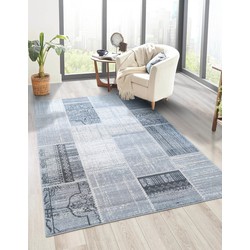 Sarande Vintage Grijs vloerkleed - Patchwork Design - 200 X 290 CM