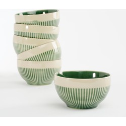 Mica Decorations Elice Schaal -  Set van 6 - Ø14 cm - Keramiek - Groen