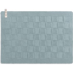 Knit Factory Gebreide Placemat - Onderlegger Uni - Stone Green - 50x30 cm