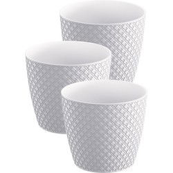 3x stuks orient stijl plantenpot/bloempot kunststof dia 19 cm en hoogte 17 cm parel wit - Plantenpotten