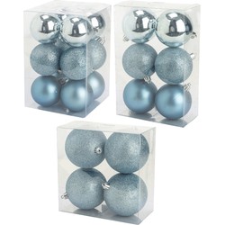 Kerstversiering set kerstballen ijsblauw 6 - 8 - 10 cm - pakket van 40x stuks - Kerstbal