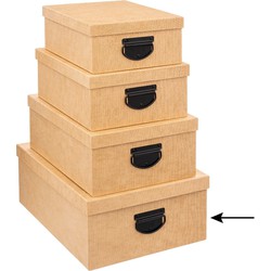 5Five Opbergdoos/box - goudgeel - L39 x B30 x H16 cm - Stevig karton - Industrialbox - Opbergbox