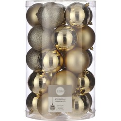 25x Kunststof kerstballen goud 8 cm - Kerstbal