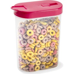 Plasticforte Voedselcontainer strooibus - roze - inhoud 1 liter - kunststof - 15 x 7 x 19 cm - Voorraadpot