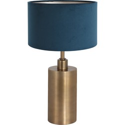 Klassieke metalen lampenvoet met blauwe kap Steinhauer Brass Blauw