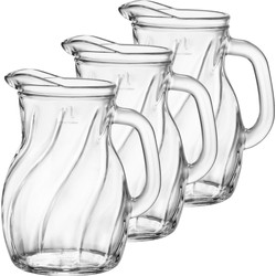 3x stuks glazen schenkkannen/waterkannen 1 liter - Waterkannen