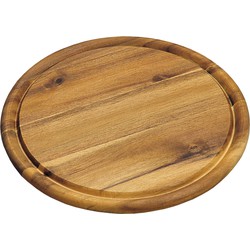 Houten broodplank/serveerplank rond met sapgroef 25 cm - Serveerplanken